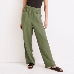 Madewell Women’s Linen Blend Pull On High Rise Wide Leg Pants Size Small